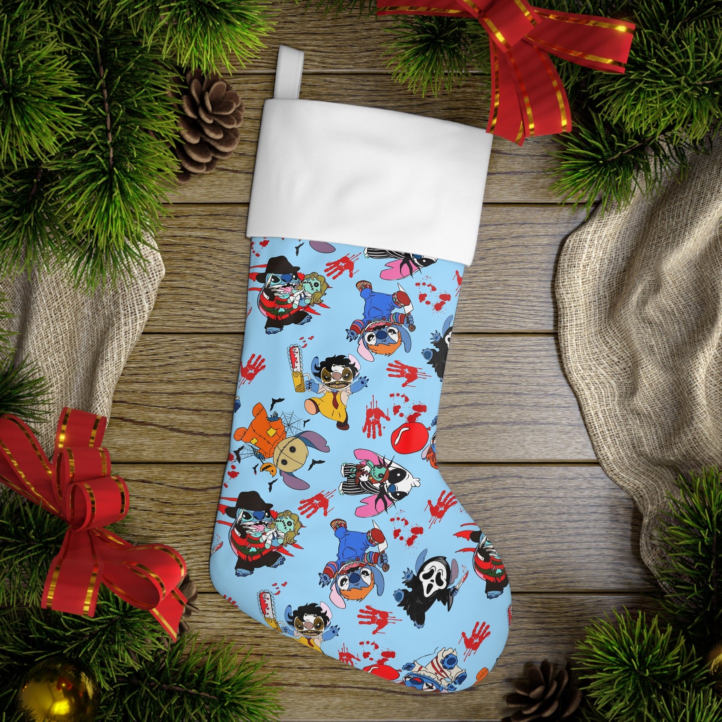 Stitch Horror Characters Holiday Stocking - Christmas Stocking