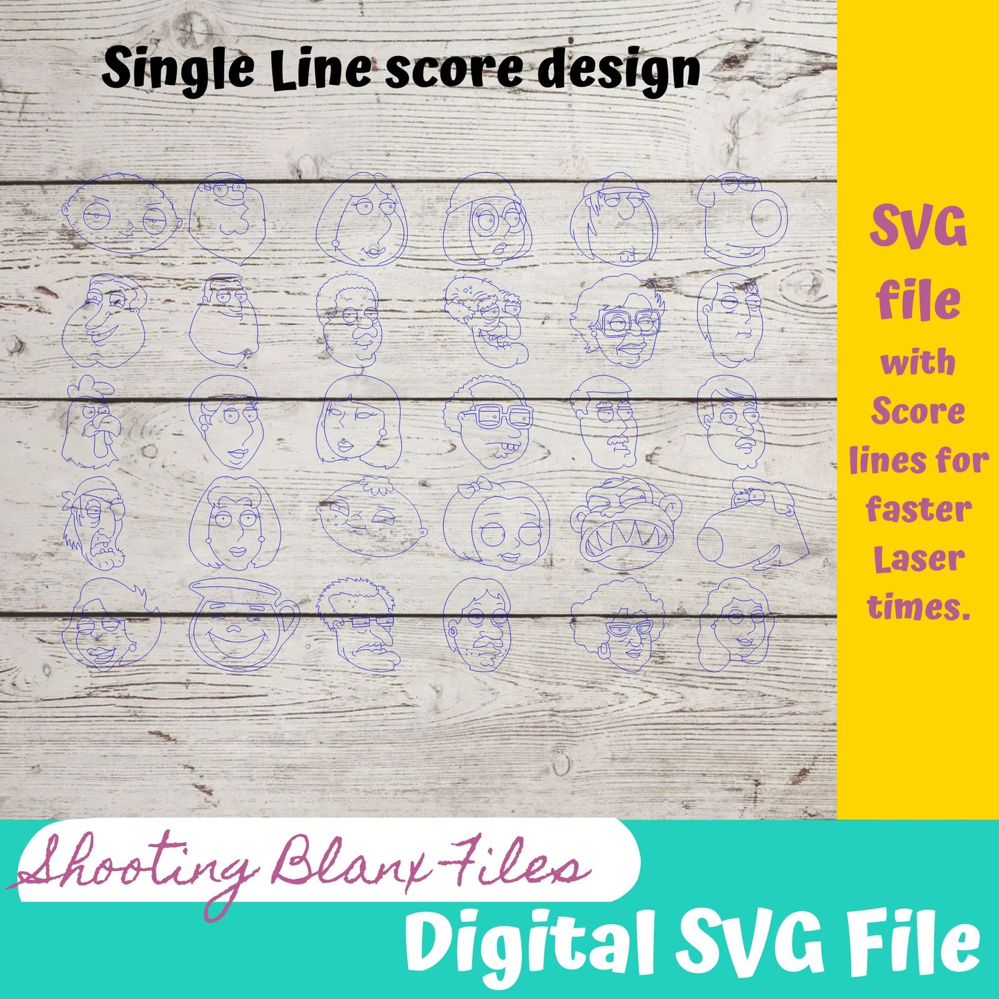 Family Guy Cartoon Laser Cut Earrings Bundle/ SCORE lines for faster Laser time