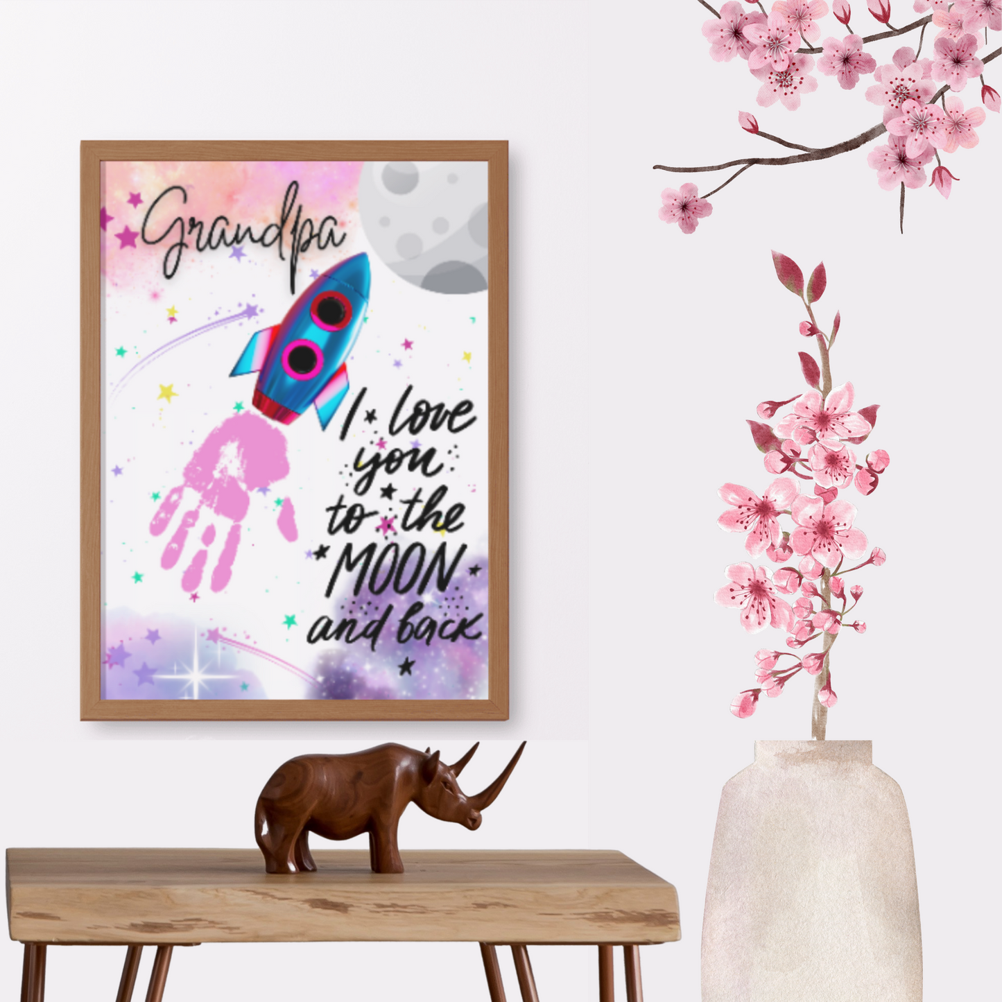 Father's Day Personalized Handprint Wall Art Digital Printout/ Hand Print/ Kids gift to Father/ Bonus Dad/ Uncle/ Grandpa/ Print and Paint