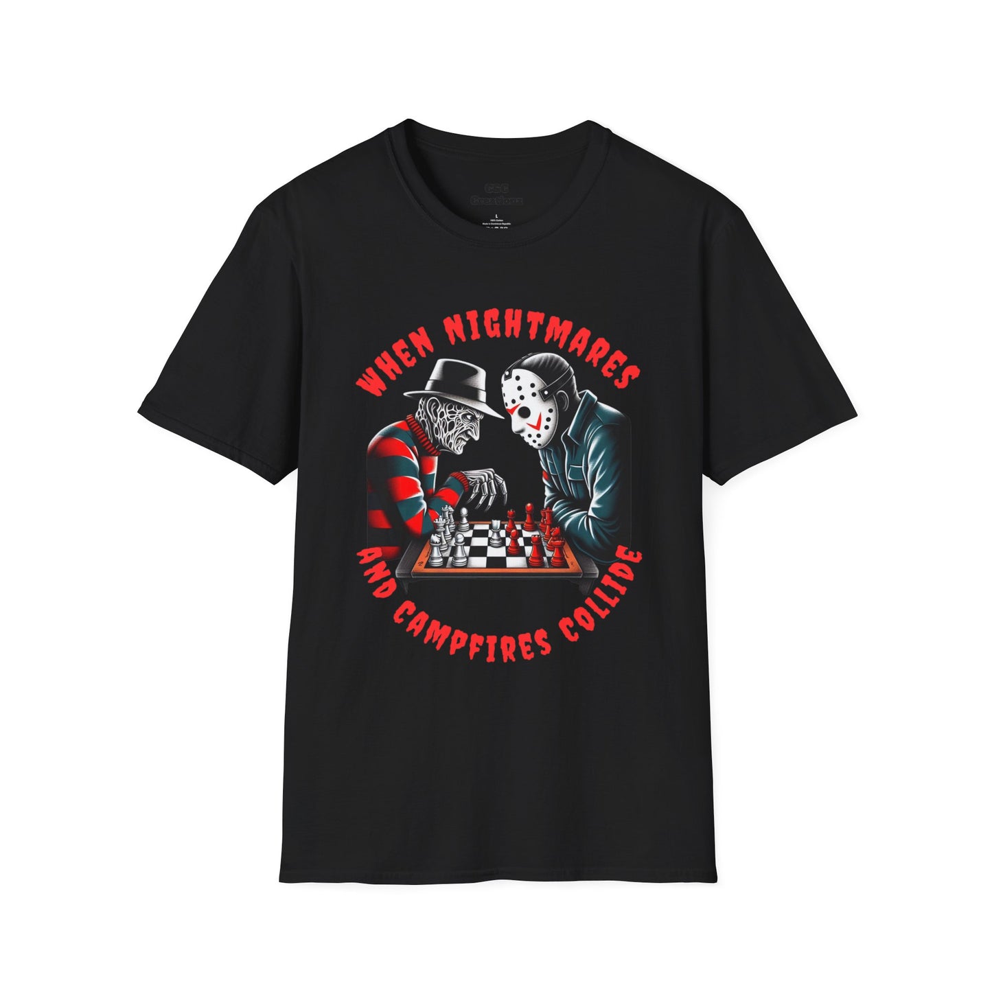 When Nightmares and Campfires Collide - Unisex Softstyle T-Shirt - Chess Shirt - Graphic Tee - Horror t-shirt