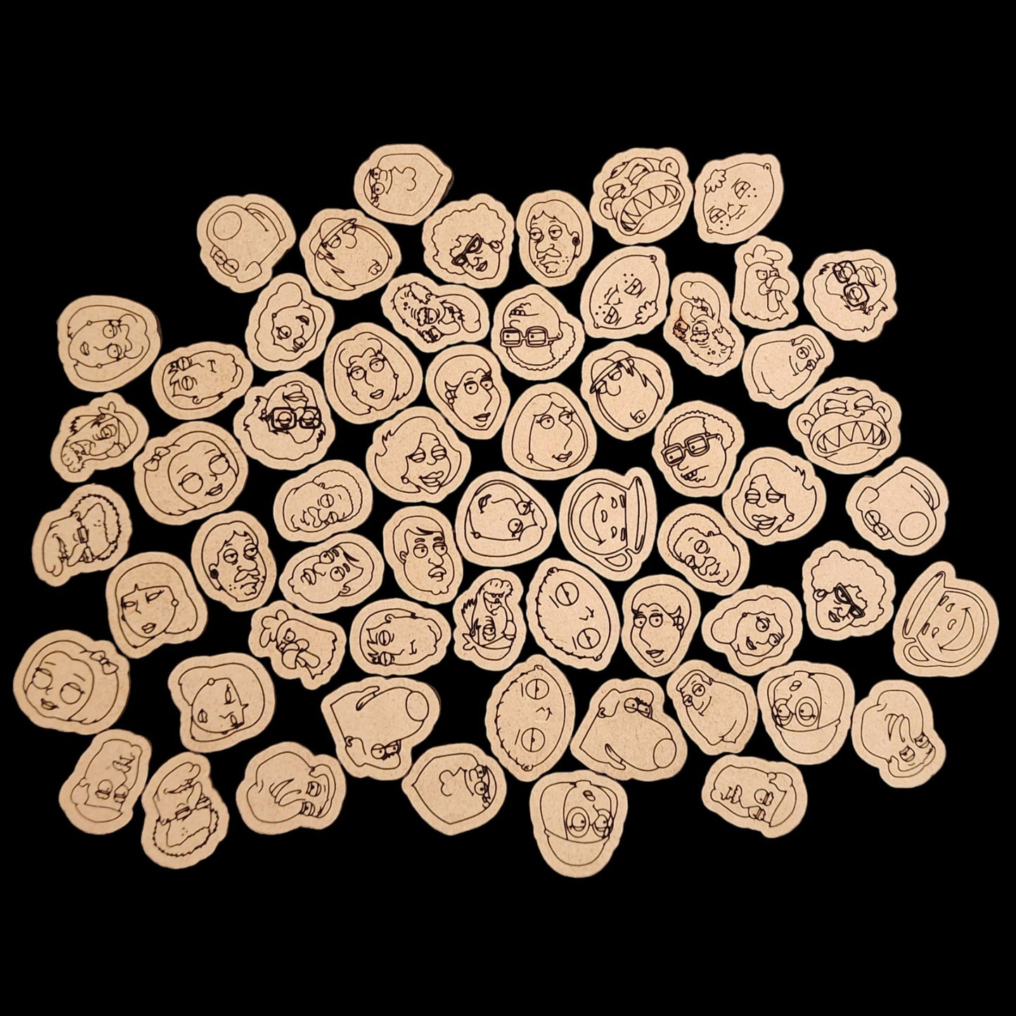 Family Guy Cartoon Laser Cut Earrings Bundle/ SCORE lines for faster Laser time