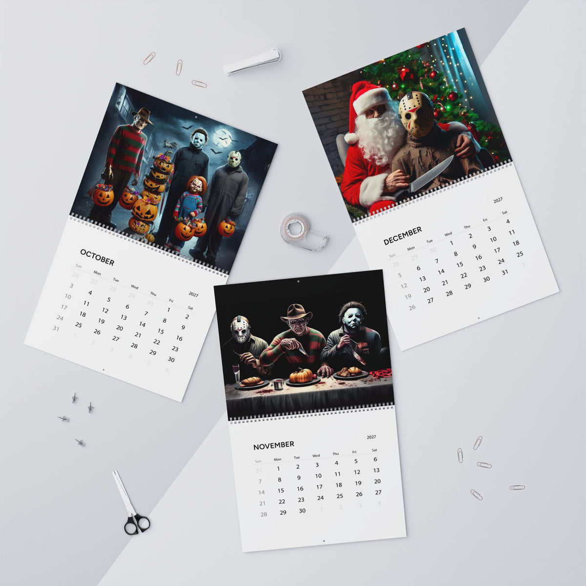 Horror Icons Wall Calendar 2027 | Slasher Movie Art Calendar