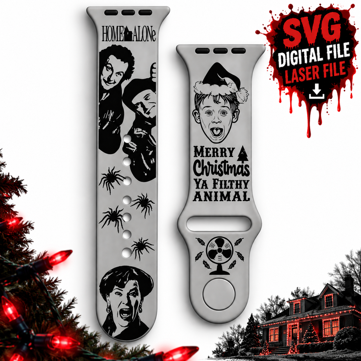Home Alone Watch Band SVG – Christmas Laser Engraving File