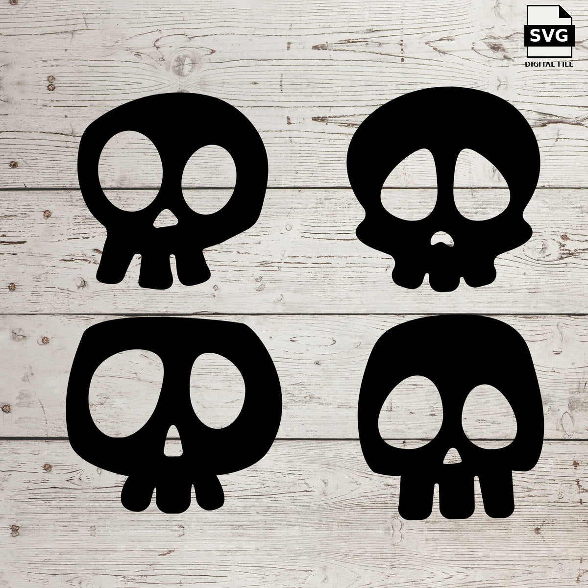 Cartoon skull skeleton bundle. SVG digital download preview.