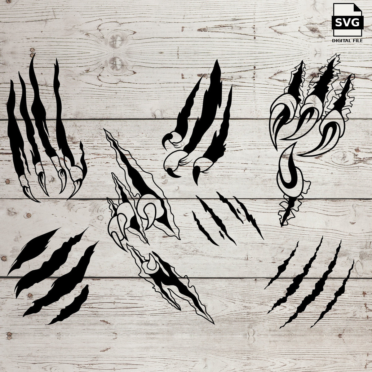 Claw scratches bundle. SVG digital download preview.