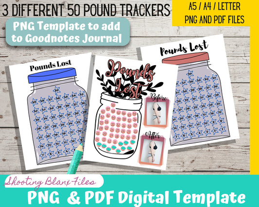 3 Weight Loss Journal Template/ 50 Pound tracker / Weight loss / Bujo /  Journal / Digital template / Journal Page layout