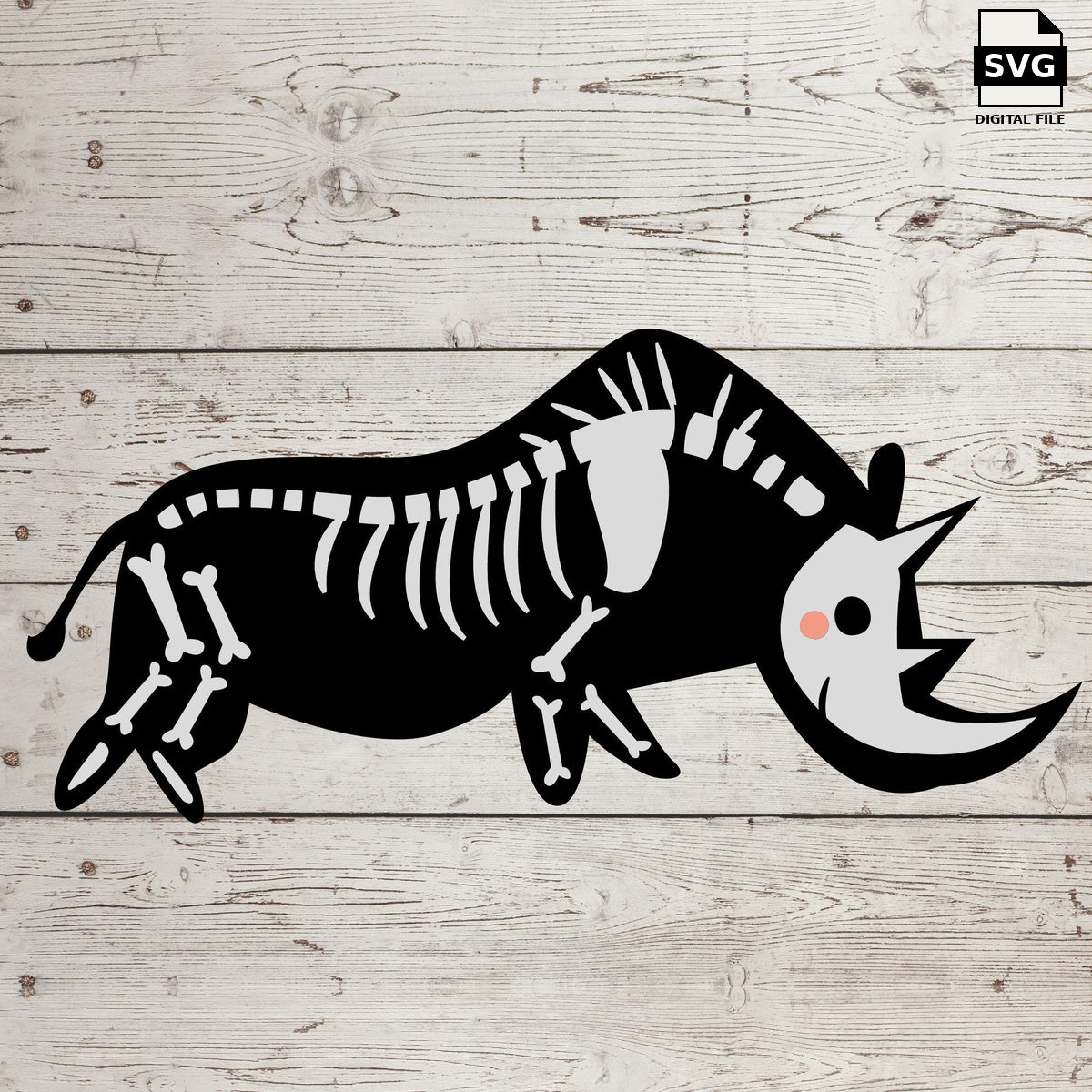 Rhino skeleton. SVG digital download preview.