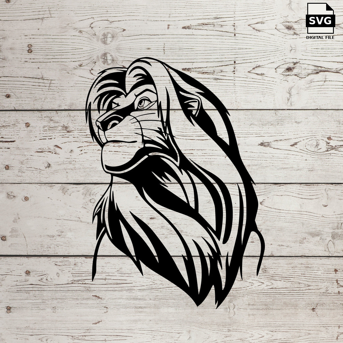 Scar lion character portrait. SVG digital download preview.