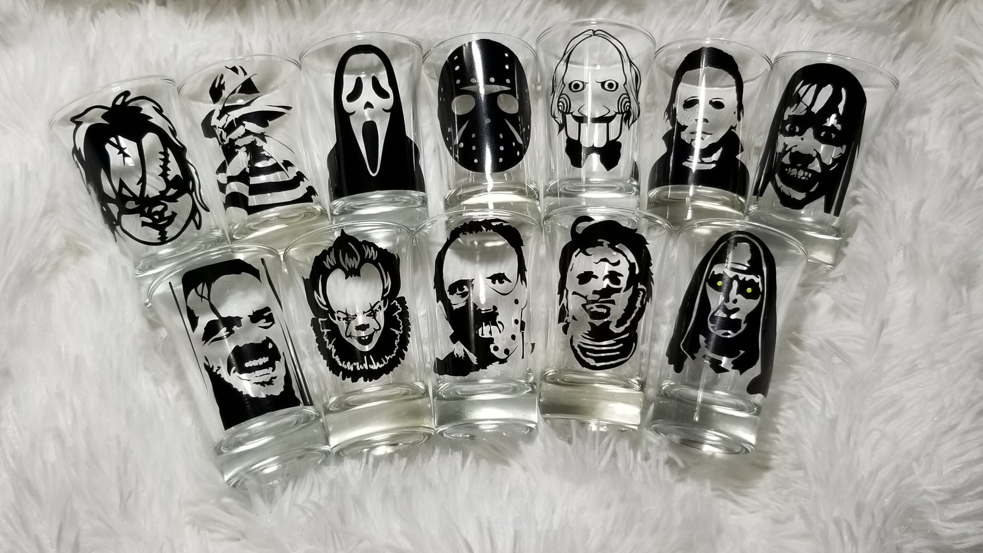 set of 12 movie monsters shot glasses!