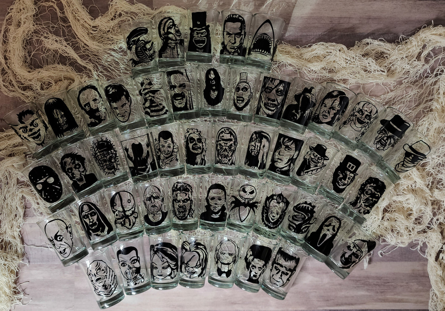 Horror Shot Glasses 50 Shot gift set - Great for a Halloween Wedding or your home