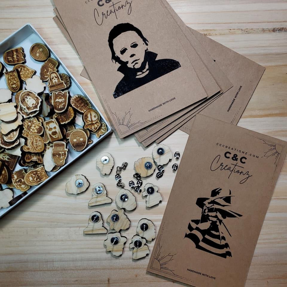 Freddy Kruger Wood Horror Earrings