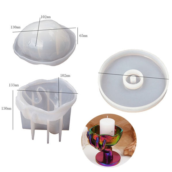 Two-hand Model Hand Storage Dish Ashtray Mirror Silicone Mold For DIY Crystal Epoxy Resin Home Decoration Handmade Concrete Mold