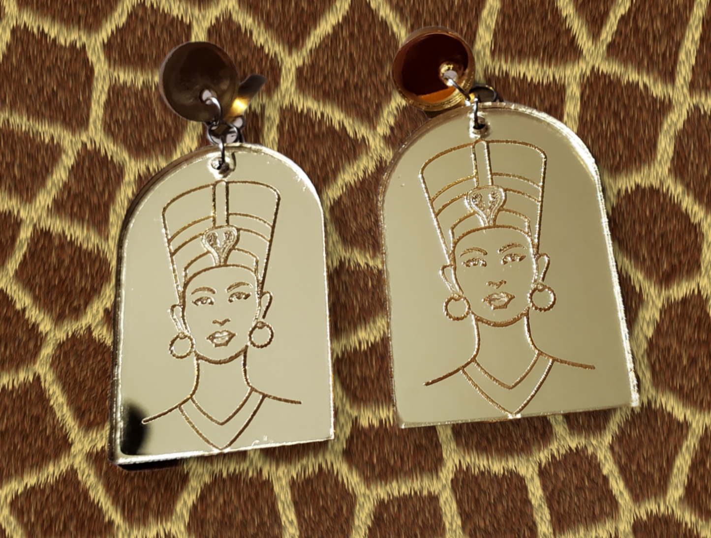 Egyptian Themed Mirror arch earrings