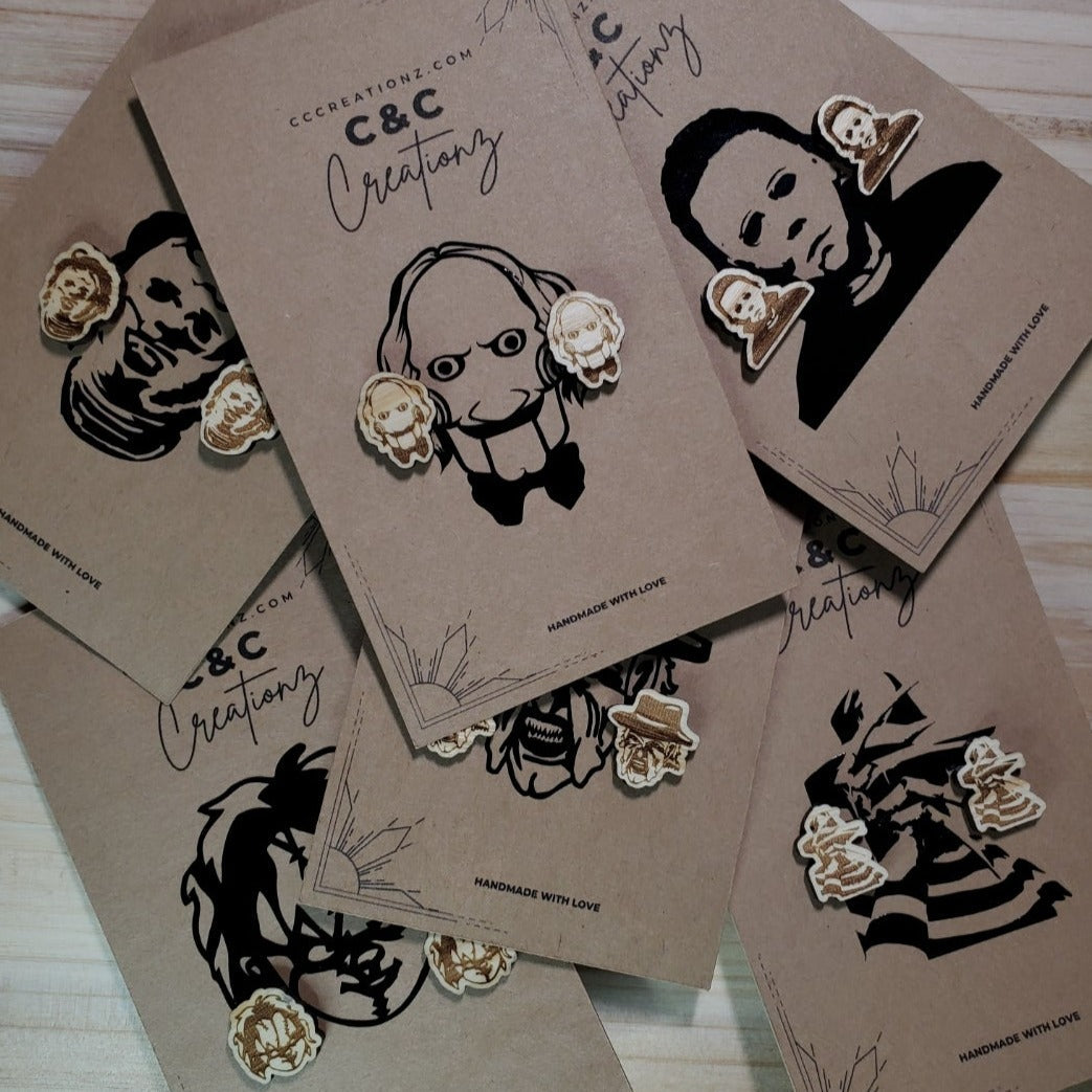 Jeepers Creepers Wood Horror Earrings