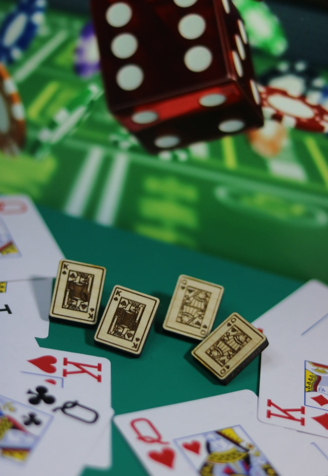 King & Queen Playing Cards wood earrings