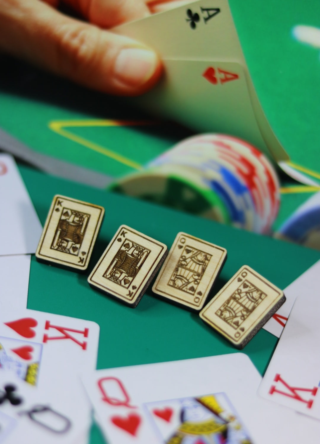 King & Queen Playing Cards wood earrings
