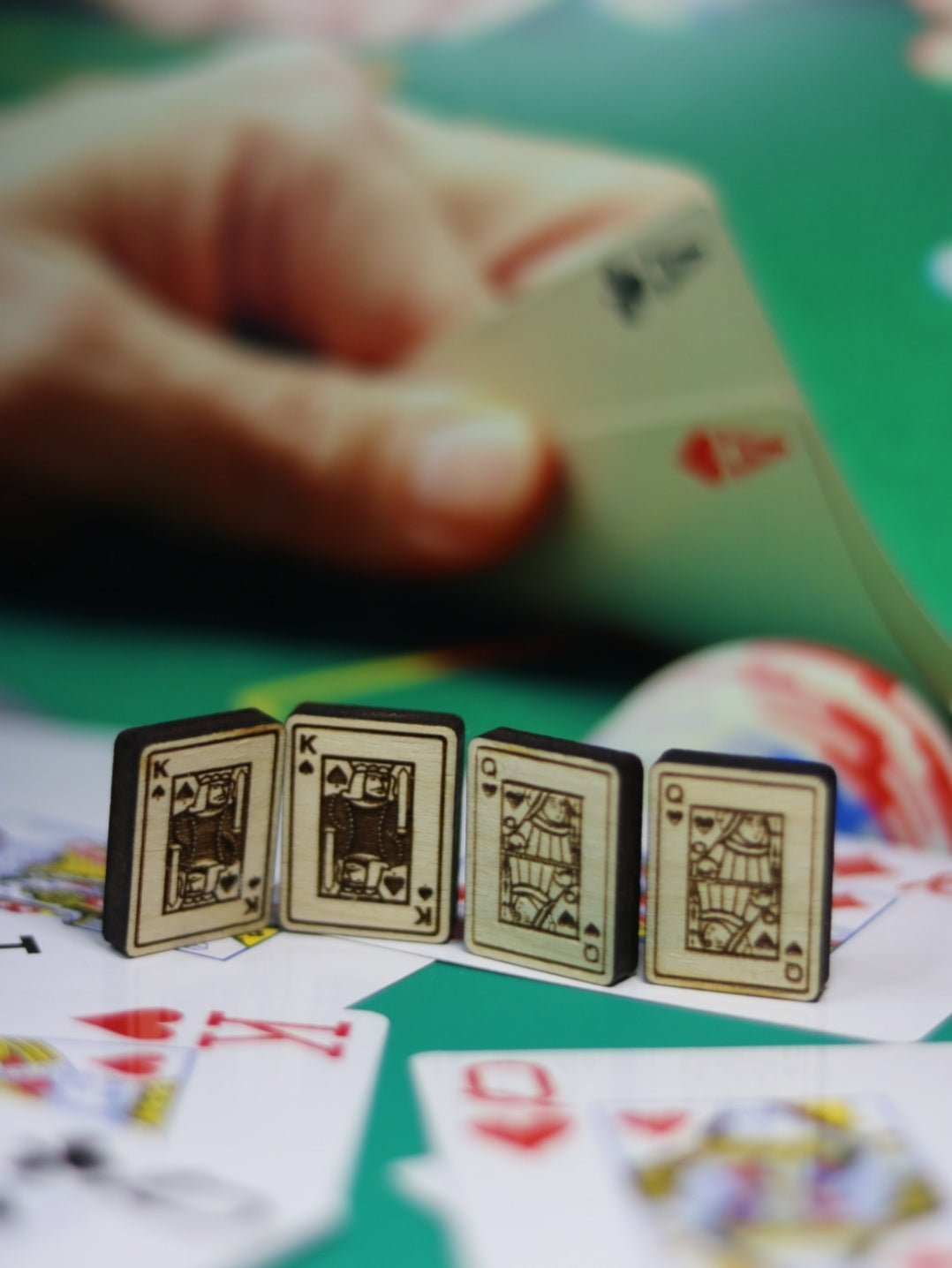 King & Queen Playing Cards wood earrings