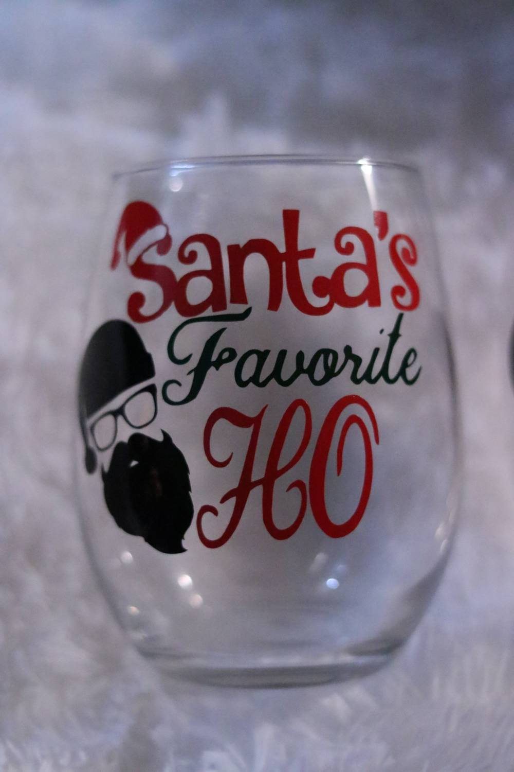 Santa's Favorite Ho wine glass - CCCreationz