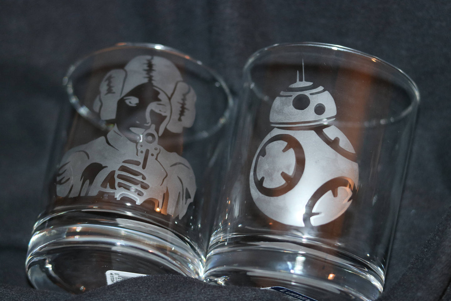 Star Wars Rocks Glass Set / Princess Leia and one with BB-8 - CCCreationz