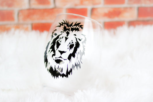 Lion Wine Glass, King, Leo Gift, Safari, Valentines Day, Custom Wine Glass - CCCreationz