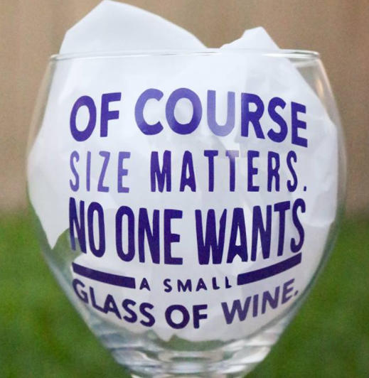 Funny Wine Glass, Gift for her, Size matters, Gag Gift, Funny Gift, Bride Gift, Bachelorette gift - CCCreationz