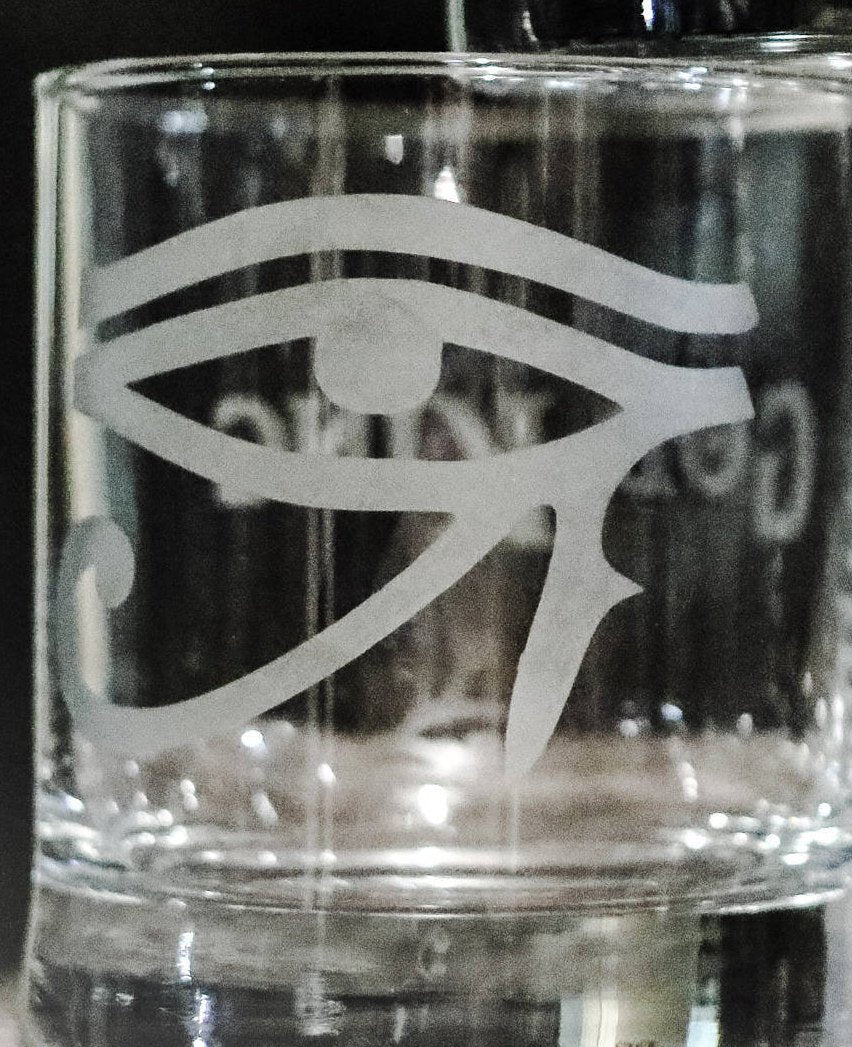 Egyptian Etched Glasses, Egyptian Scarab, Pharaoh, King, Eye of Horus, Ankh, Pyramid, Eye of Ra - CCCreationz