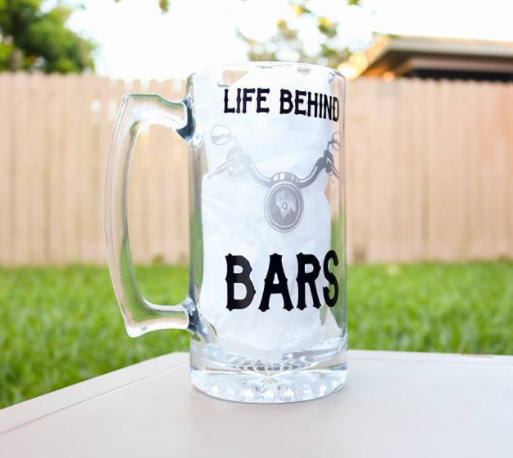 Life Behind Bars, Motorcycle, Biker Beer Mug, Biker Gift, Harley Davidson, Biker Chick, Gift for him - CCCreationz