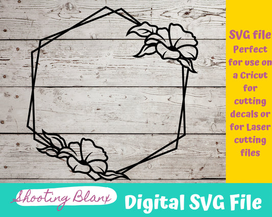Flower 6 sided Frame bundle SVG files perfect for Cricut Cameo — digital design preview 1