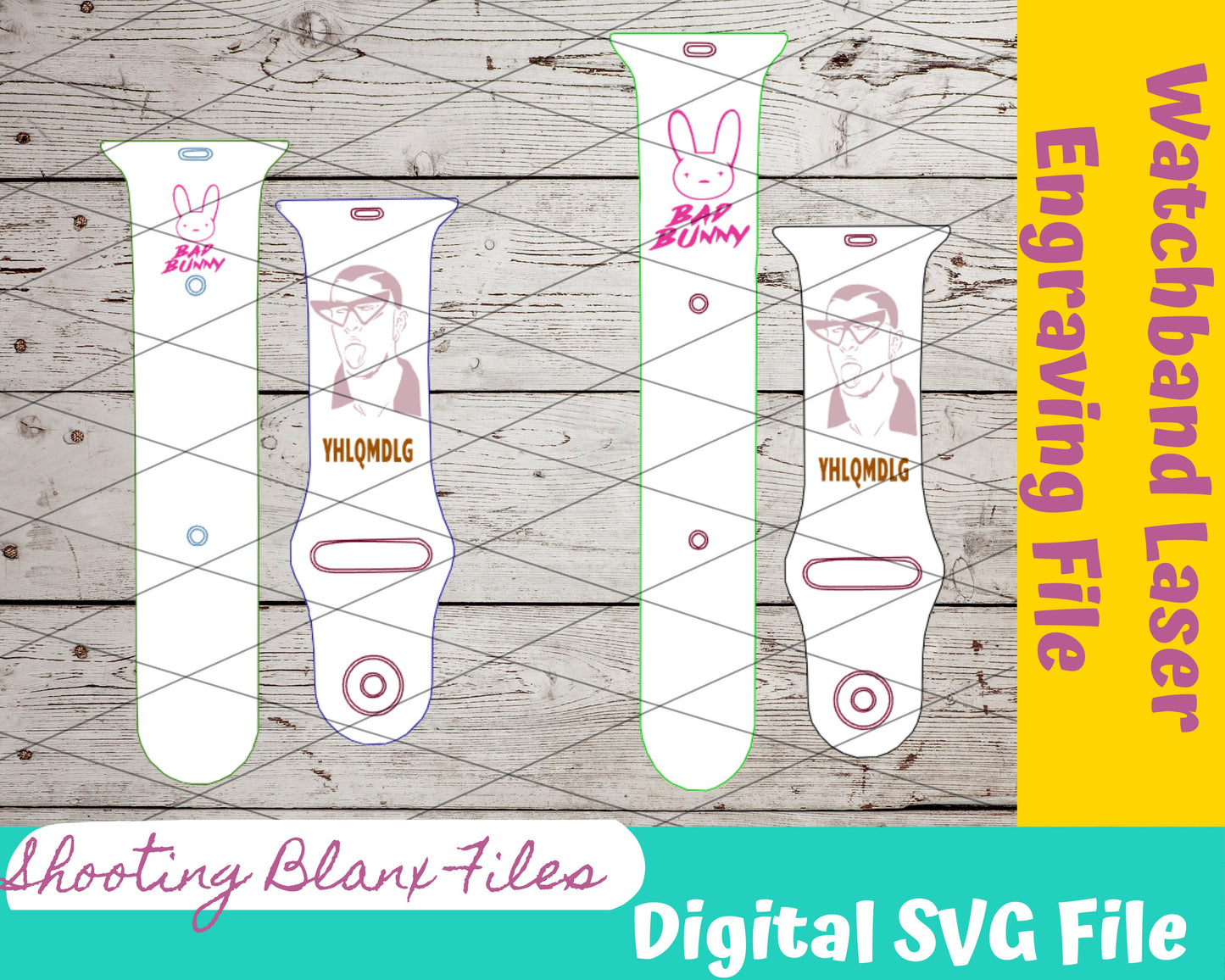 Bunny, SVG Digital File for Watch bands, laser file, Glowforge file, engraving file, Music, Artist