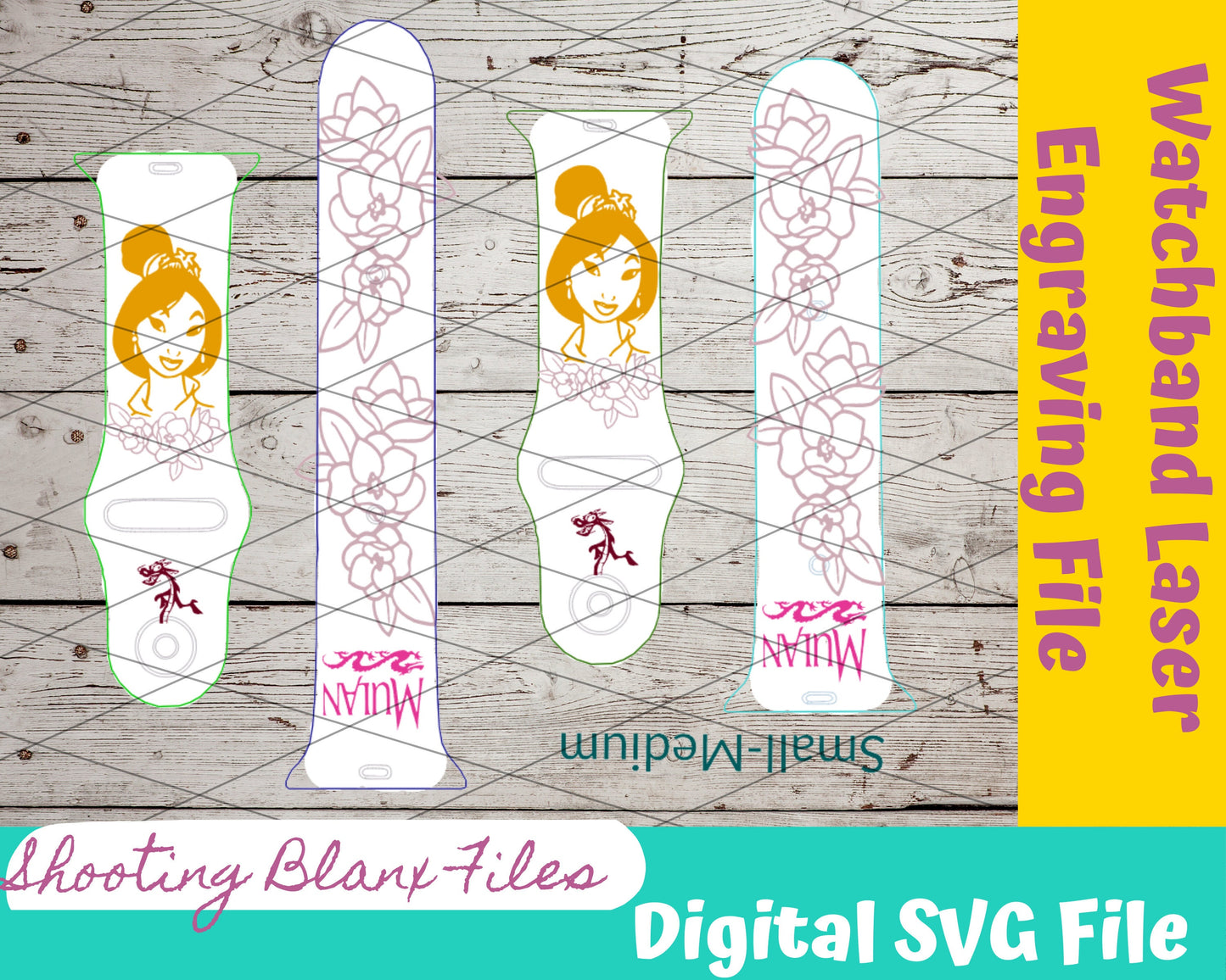 Asian Princess, SVG Digital File for Watch bands, laser file, Glowforge file, engraving file, girl fighter, ninja, samurai, baby dragon