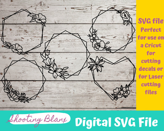 Flower Frame bundle SVG files perfect for Cricut Cameo — digital design preview 1