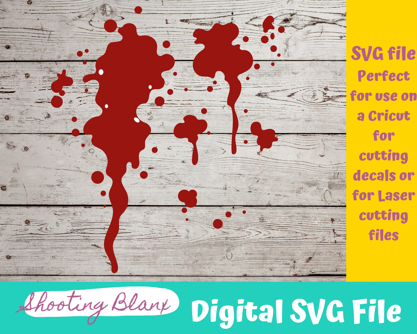Blood Splatter Bundle SVG files perfect for Cricut, Cameo, or Silhouette also for laser engraving Glowforge, horror, spooky, drip, spill