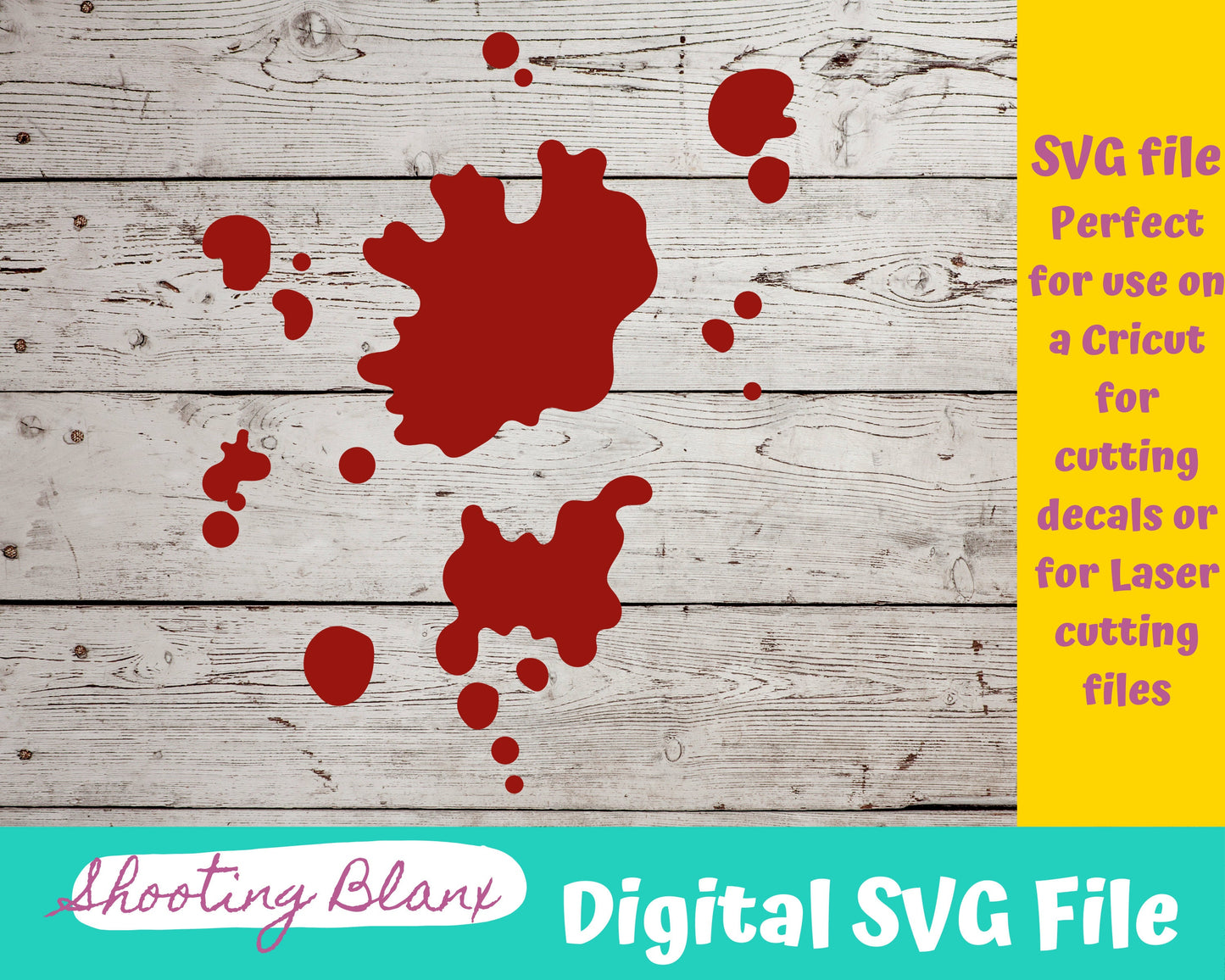 Blood Splatter Bundle SVG files perfect for Cricut, Cameo, or Silhouette also for laser engraving Glowforge, horror, spooky, drip, spill
