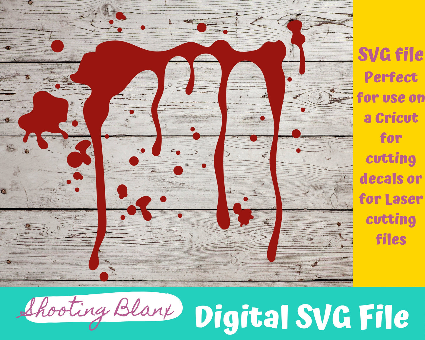 Blood Splatter Bundle SVG files perfect for Cricut, Cameo, or Silhouette also for laser engraving Glowforge, horror, spooky, drip, spill