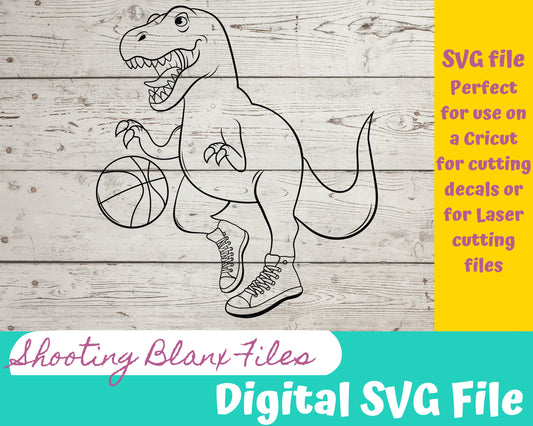 T-rex Dino Basketball SVG files perfect for Cricut Cameo — digital design preview 1