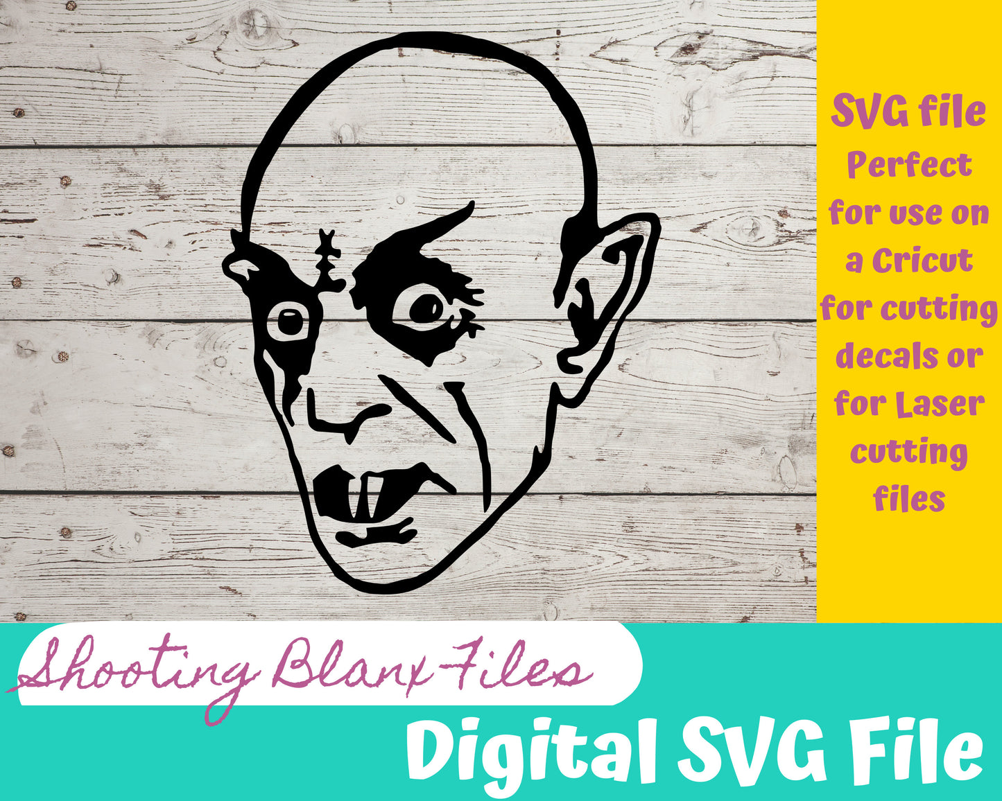 Nosferatu Classic Horror SVG files perfect for Cricut, Cameo, or Silhouette also for laser cutting Glowforge