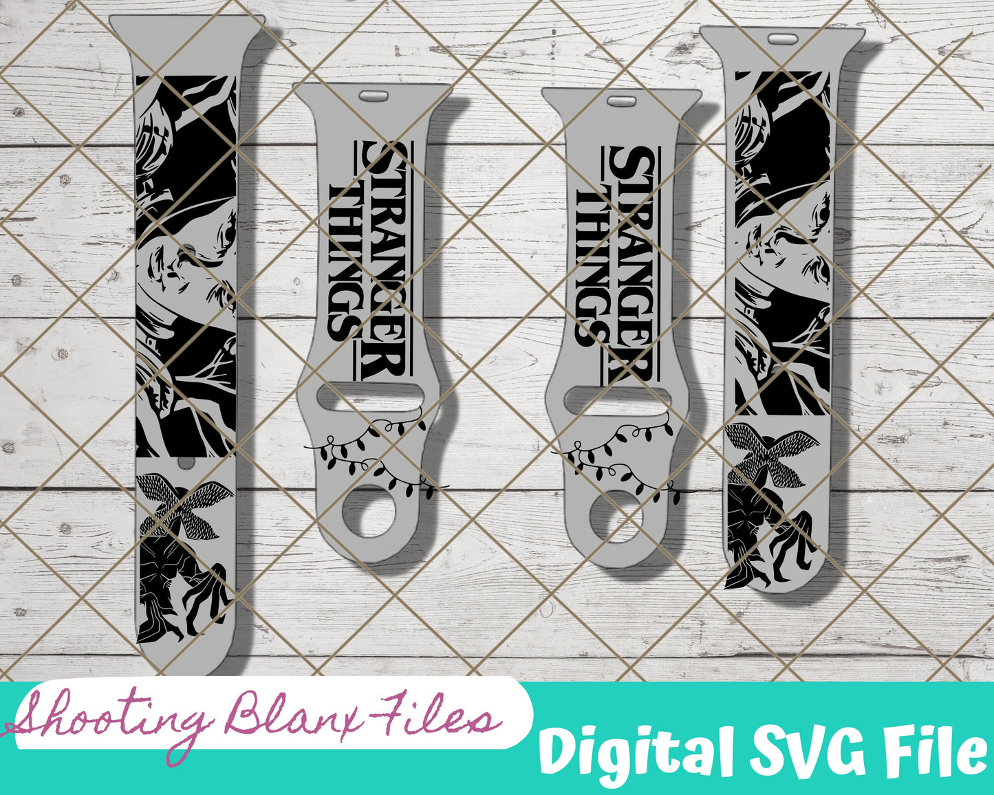 Strange Things Watch band, SVG Digital File for Watch bands, laser file, Glowforge file, engraving file, Alien, Halloween Watch band