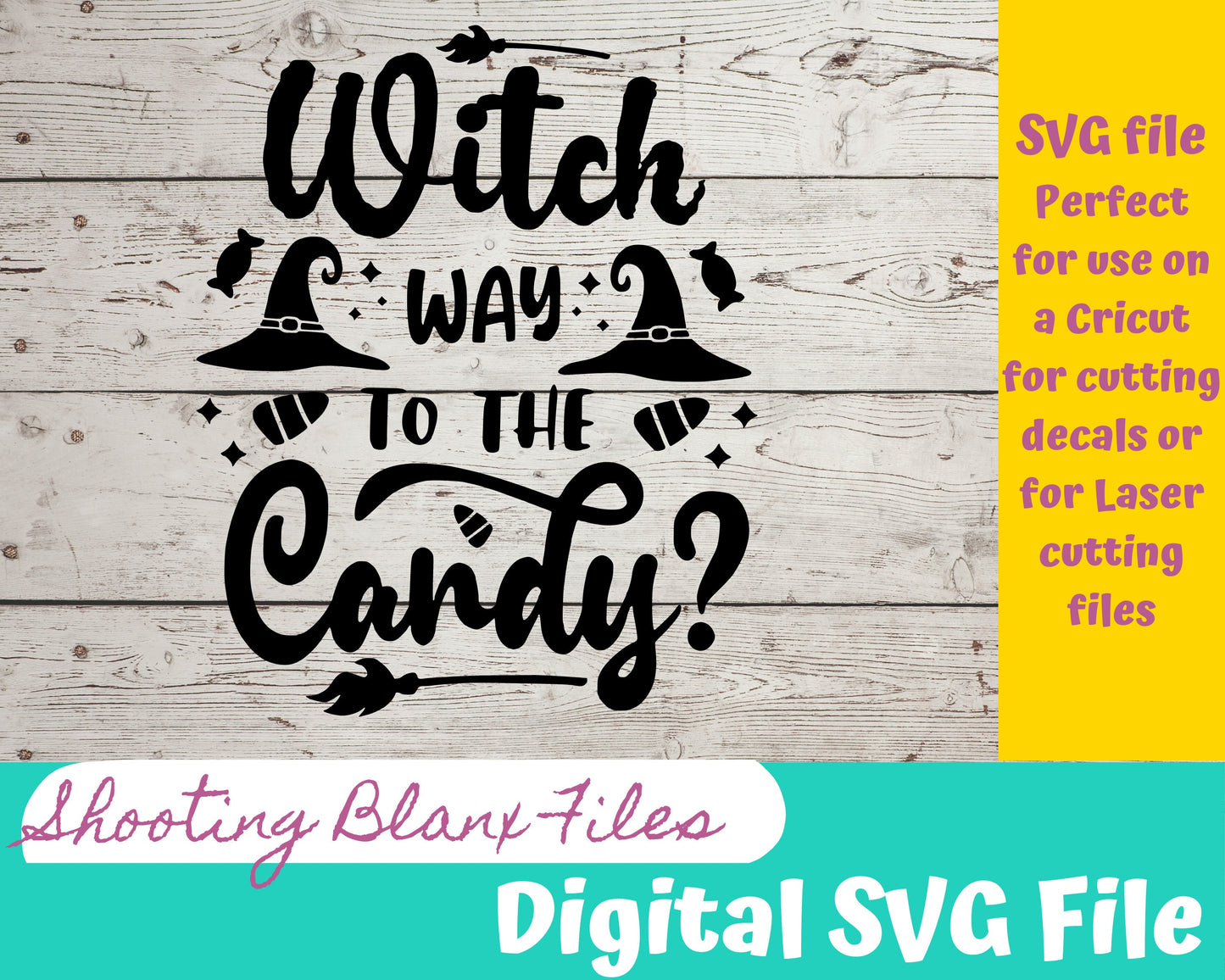 Witch Way to the Candy SVG file for Cricut - laser engraving Glowforge, Scary, Halloween, Minimalistic, Halloween, Horror, phrase, saying