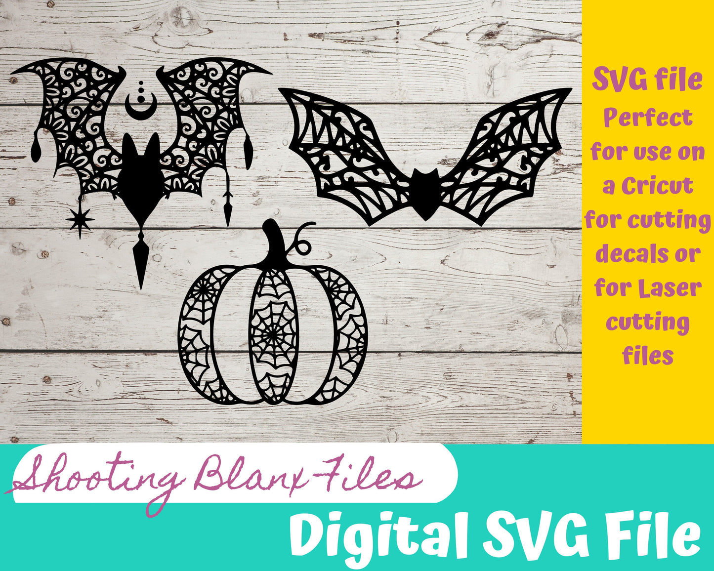 Horror Bats and Pumpkin SVG file for Cricut - laser Glowforge, Scary, Halloween, Minimalistic, Halloween, Spooky, Line art