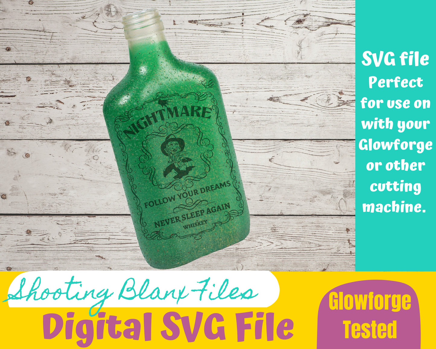 Horror Whiskey Flask Labels SVG Files | Halloween whisky | Glowforge Halloween Cut File | Digital File, , Scary Movie