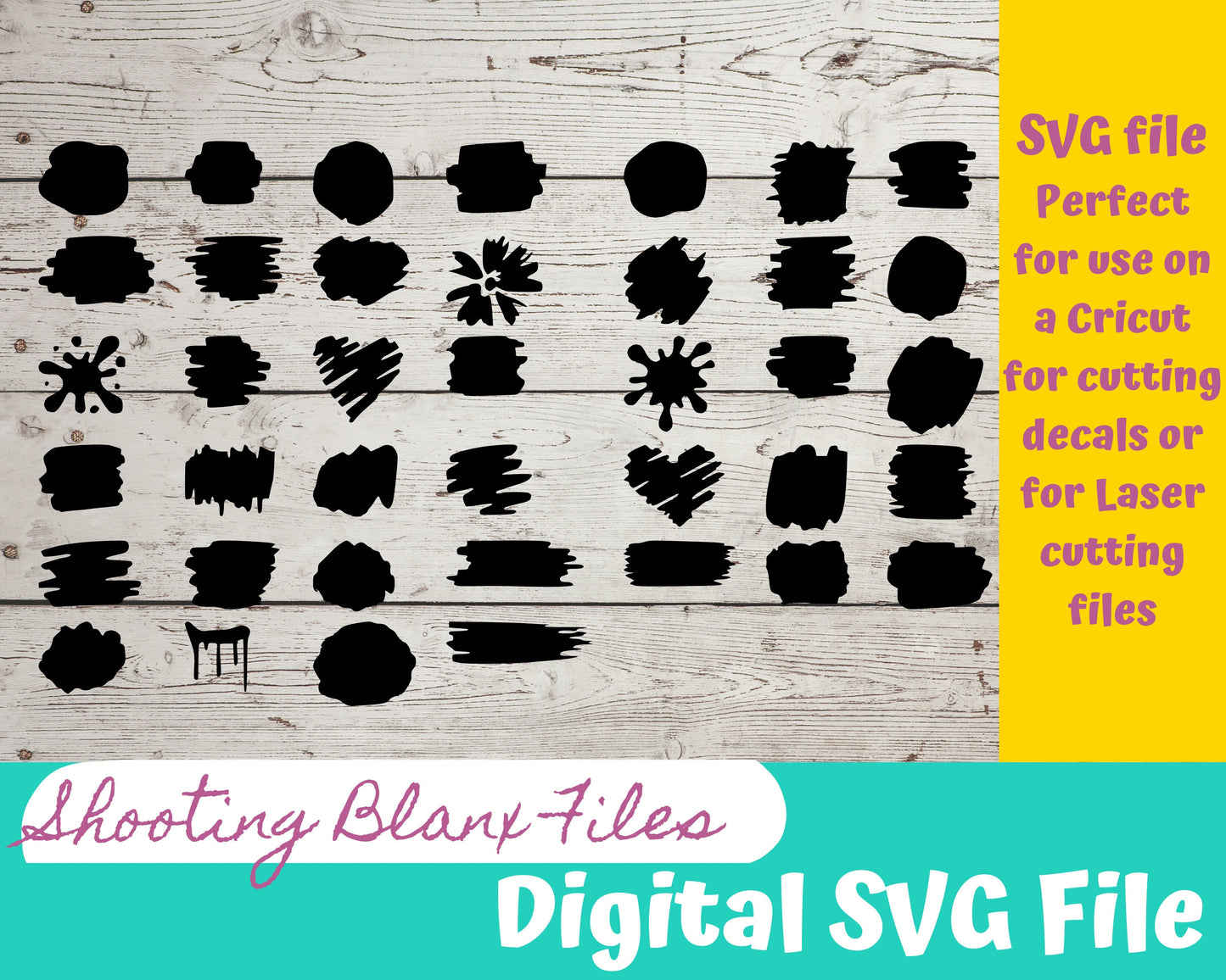 Brush Stroke bundle SVG files perfect for Cricut, Cameo, or Silhouette also for laser engraving Glowforge, Keychain,