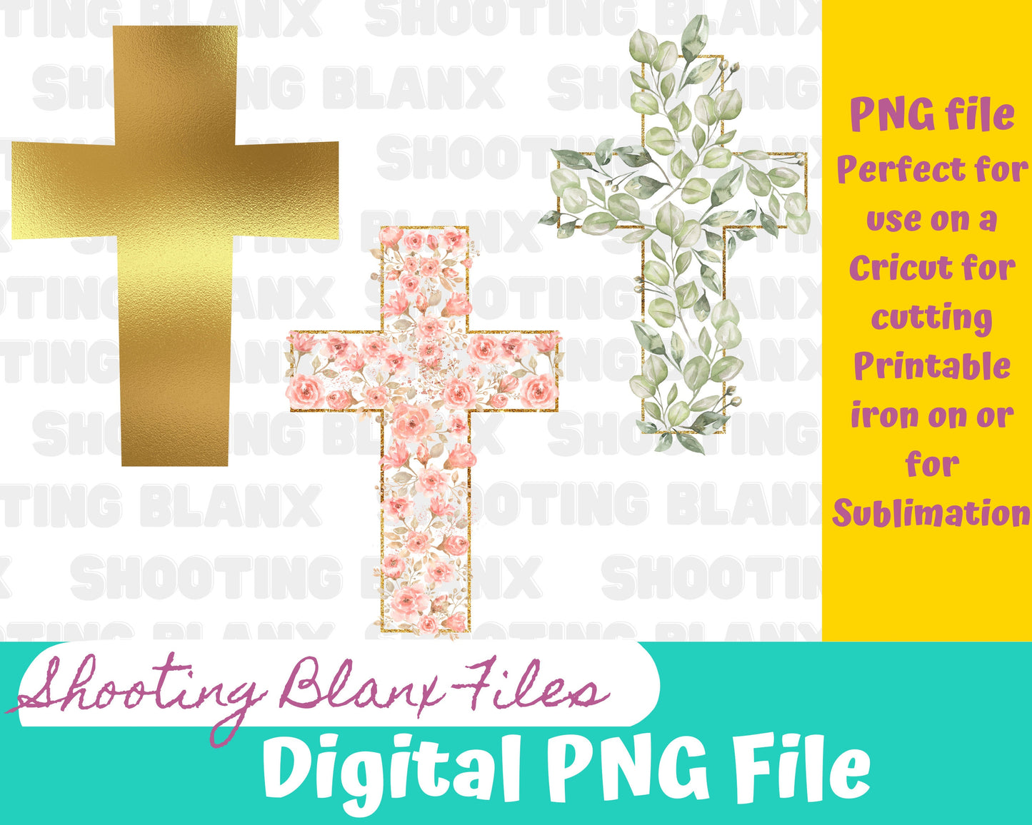Cross PNG files for sublimation or for creating printable art, shirt art, sticker png, God, Church