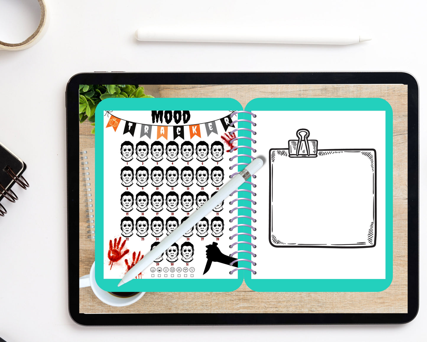 Mood Tracker Horror Theme Journal 4 Different Template/Digital Tracker / Bujo / Journal / Digital template / Journal Page layout