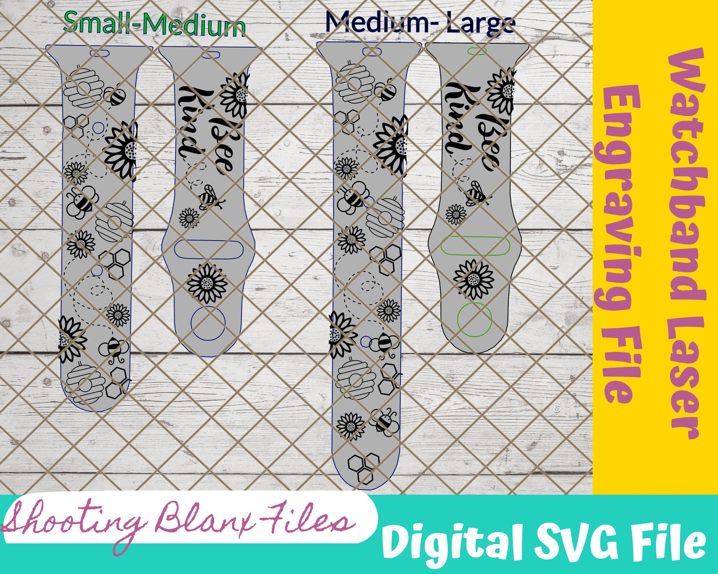 Bee Kind Watch band, bumblebee, beehive Watchband File, SVG, watch Band Design, Laser Engraved, Laser Ready File, Glowforge Ready