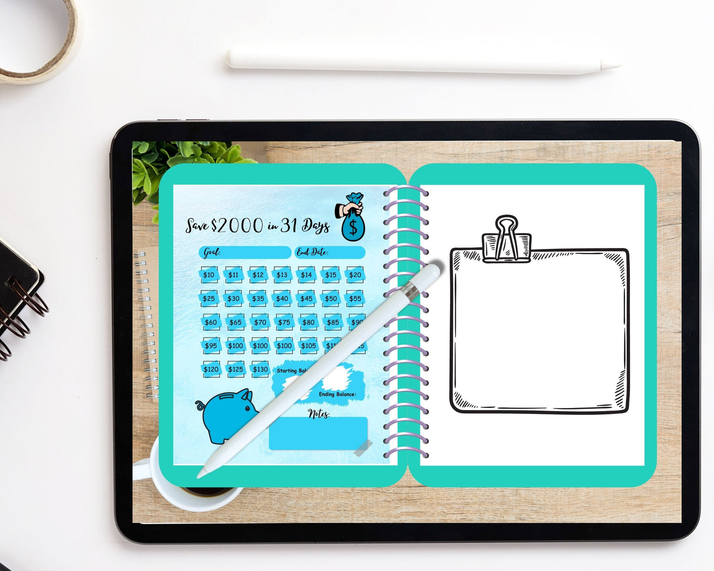 Savings Challenge, Money Journal, Money Challenge, Save 2000 in 30 Days,  Savings Tracker, Savings Planner, Saving Fund, Log, Saving Tracker