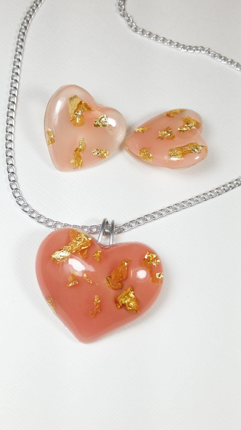 Heart Necklace, Valentines Gift, Wedding Gift, Bridesmaid Gift, Heart Jewelry set, Mermaid Jewelry - CCCreationz
