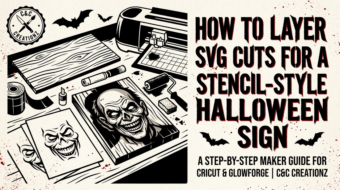 How to Layer SVG Cuts for a Stencil-Style Halloween Sign (Cricut & Glowforge Guide)