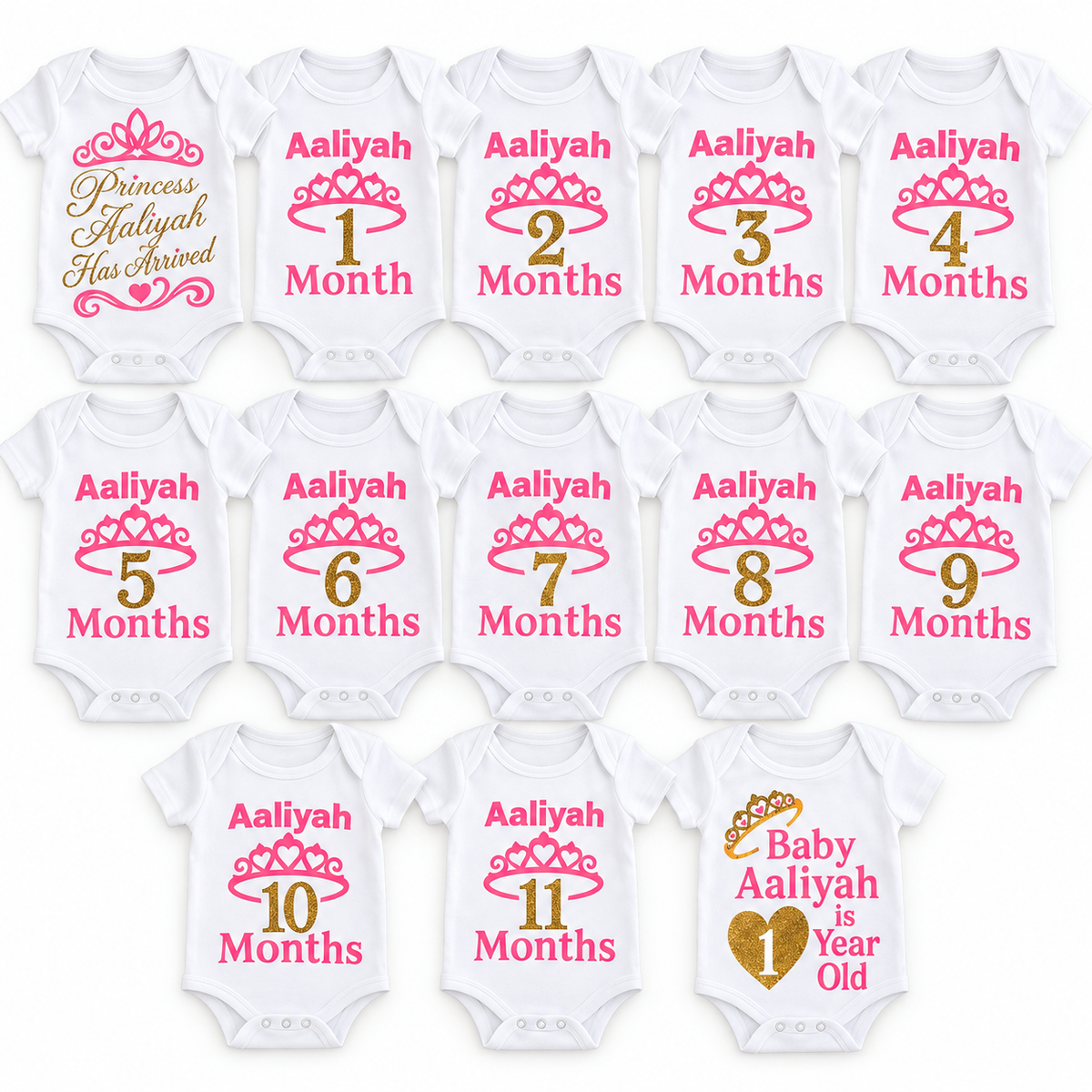 Personalized Baby Milestone Onesie Set — Apparel photo 1