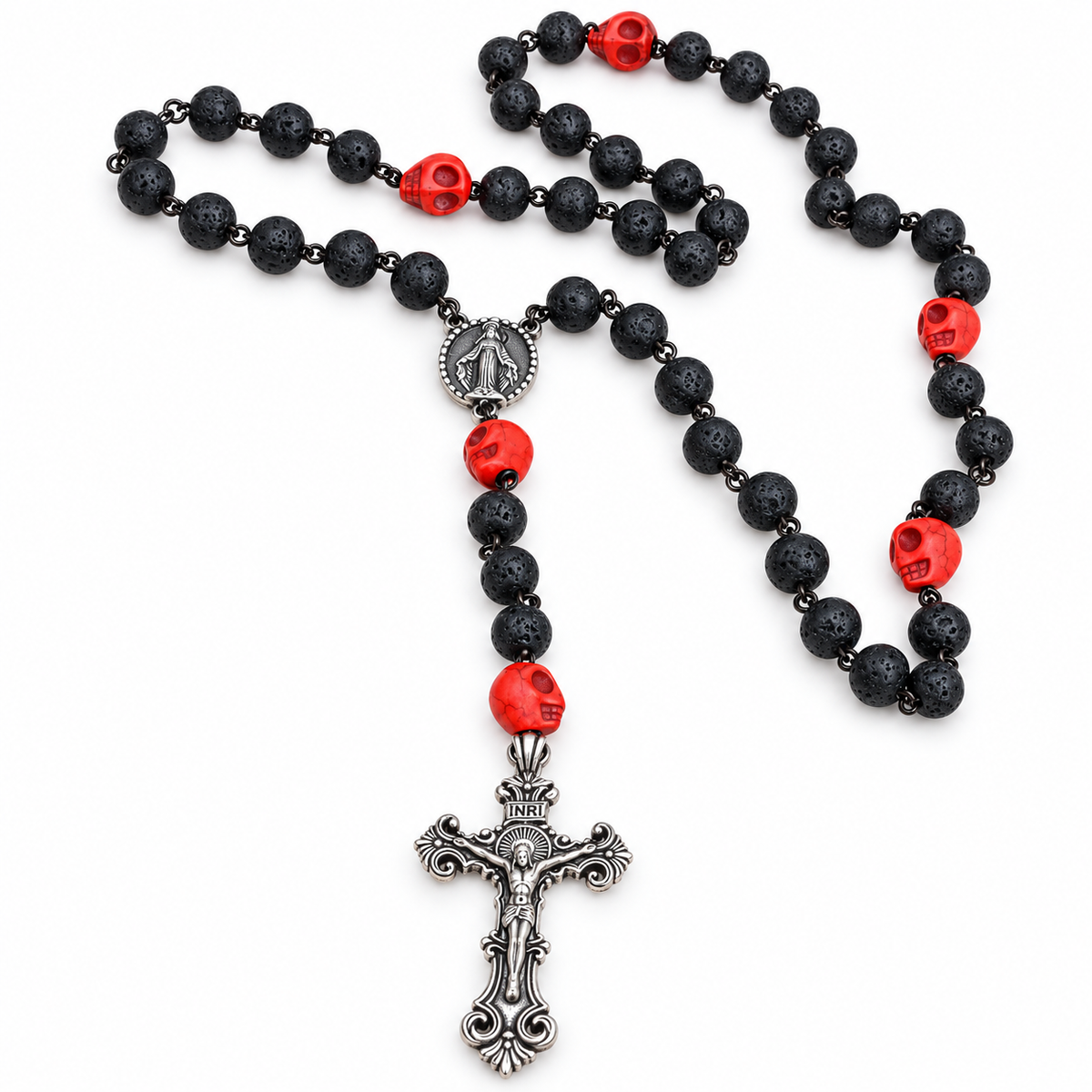 Memento Mori Skull Rosary wire wrapped necklace — Jewelry photo 1