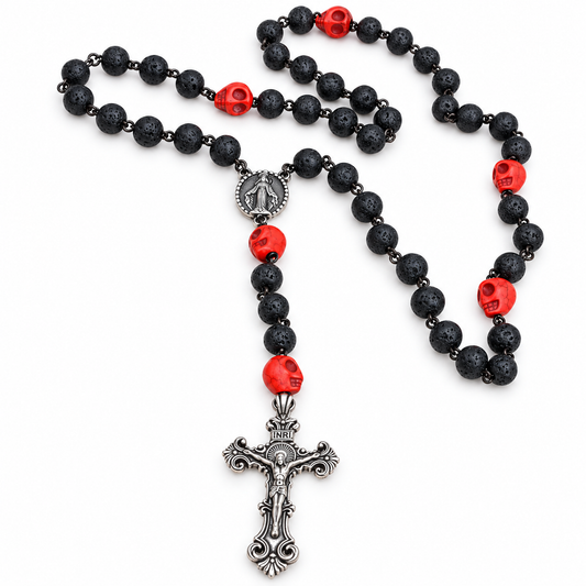 Memento Mori Skull Rosary wire wrapped necklace